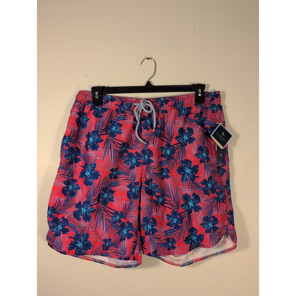 TAILORBYRD Men Size L Pink Floral Allover Print Brief Lined 7" Swim‎ Shorts NEW